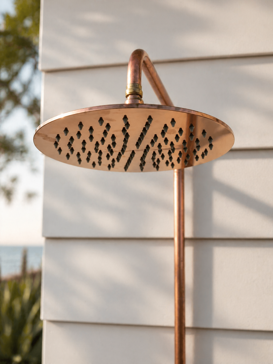 Copper and brass shower detail