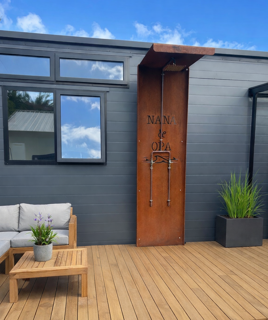 Copper outdoor shower frame